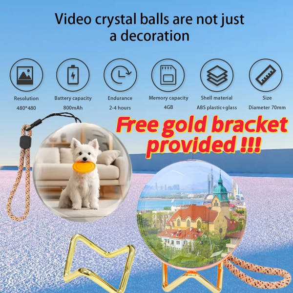 Customizable video glass ball DIY art glass ball lamp - spherical pixel display, detachable video and sound game screen